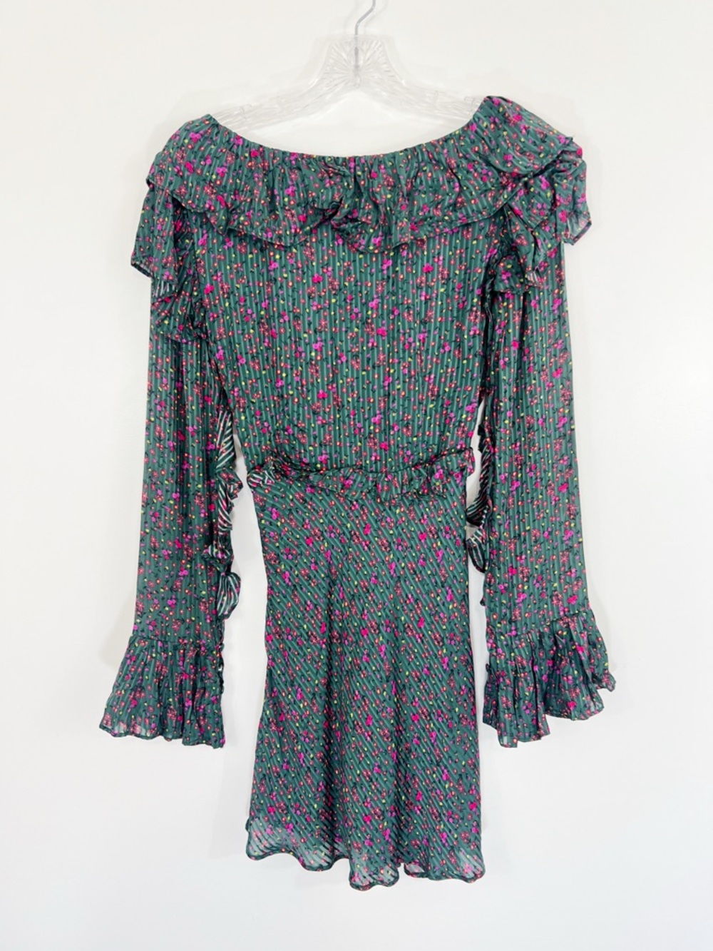 Free People Sweetest Thing Mini Dress in Green Pink Floral Size 4 - Picture 10 of 10